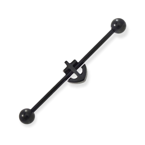 Black Nautical Anchor Industrial Barbell - Picture 2 of 5
